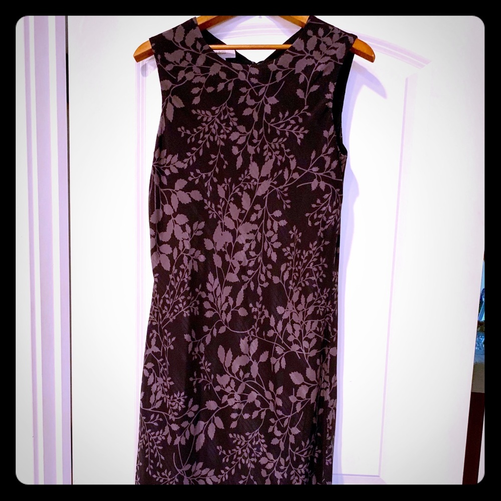 Jones New York Black and Gray Floral Midi Dress